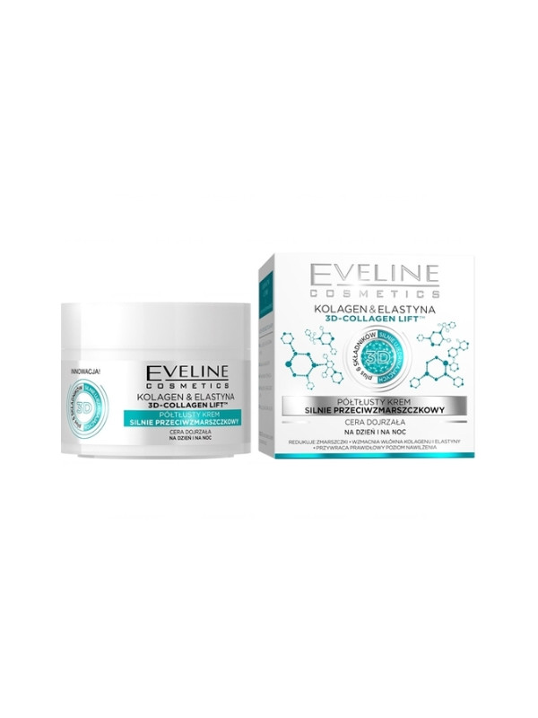 Крем для обличчя Eveline Collagen & Elastin напівжирний Сильно проти зморшок 50 мл