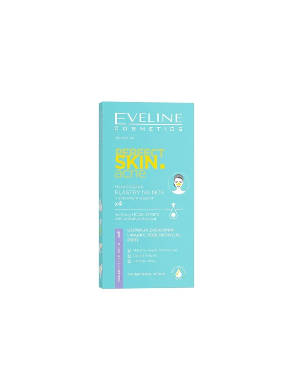 Eveline Perfect Skin Acne cleansing Nose strips Activated charcoal 4 pieces