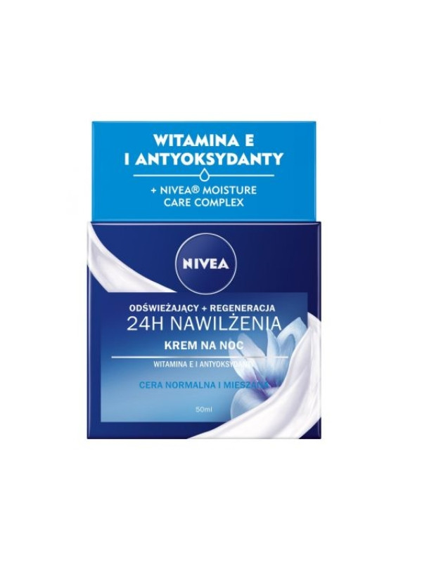 Nivea 24H Moisturizing Нічний крем для обличчя Нормальна та комбінована шкіра 50 мл