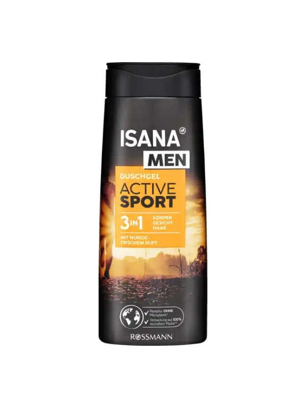 Гель для душу Isana Men 3in1 для чоловіків Active Sport 300 мл