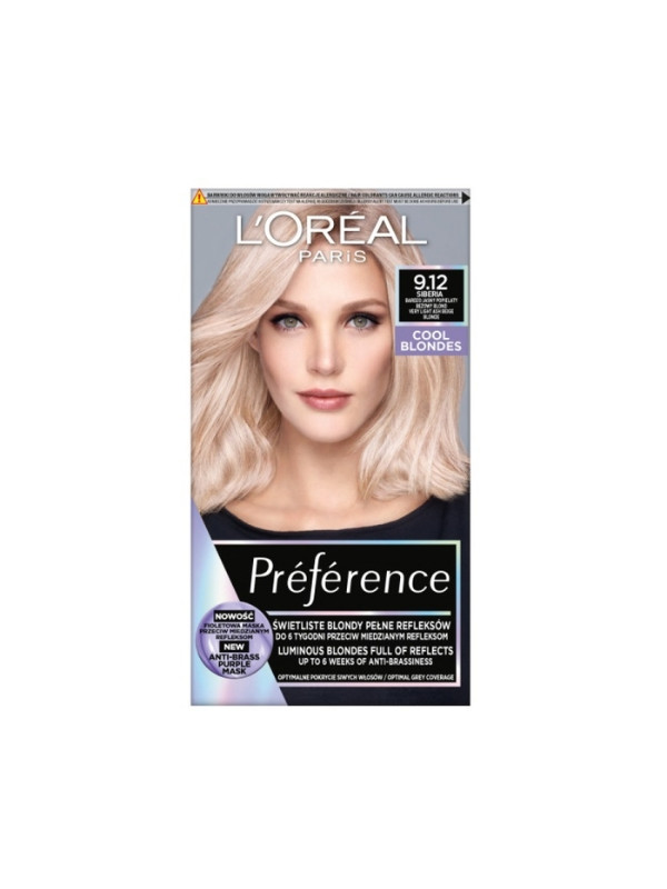 Фарба для волосся L'oreal Preference /9.12/ Дуже світлий попелясто-бежевий Blond