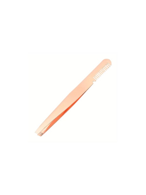 Cosmetic tweezers with eyebrow comb Rose Gold 1 piece