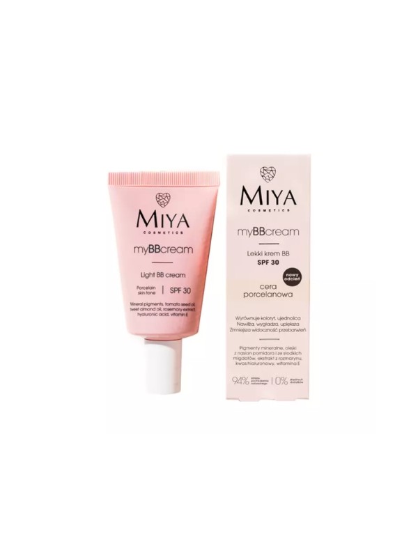 Miya Cosmetics myBBcream легкий BB крем для обличчя SPF30 для порцелянової шкіри 40 мл