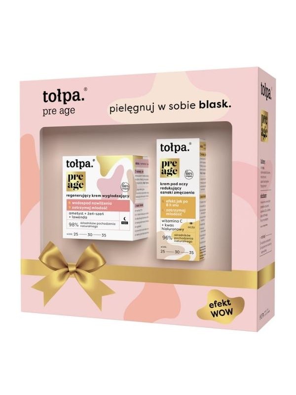 Tołpa Na Gift Pre Age Rejuvenation Set: regenererende, gladmakende gezichtscrème 50 ml + oogcrème die de tekenen van dofheid ver