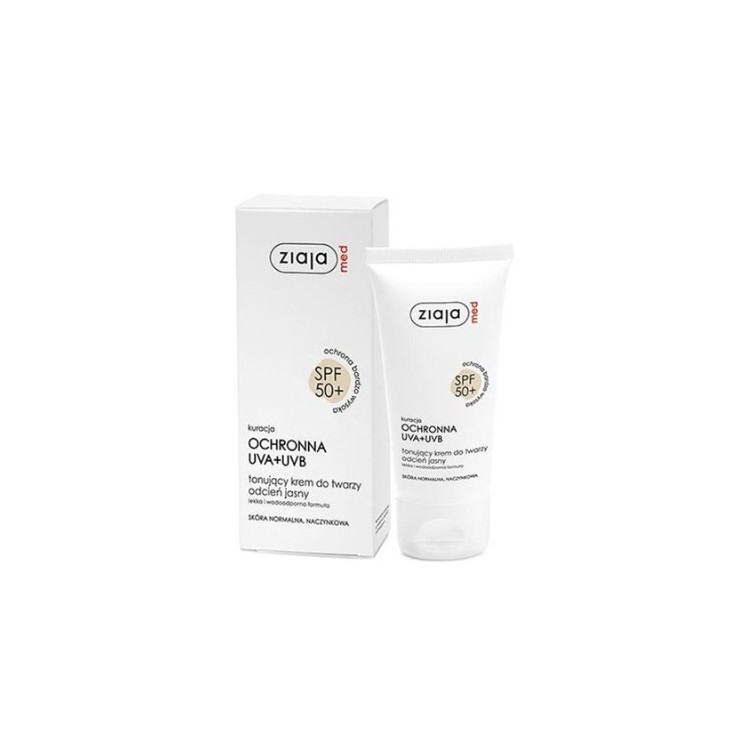 Ziaja Med SPF 50+ Tinted face cream for normal and vascular skin Light shade 50 ml