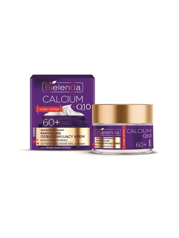 Bielenda CALCIUM + Q10 geconcentreerde radicaal herbouwende anti-rimpel gezichtscrème 60+ voor de dag 50 ml