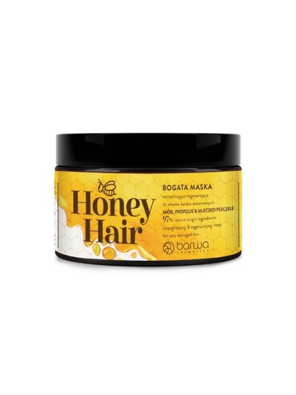 Barwa Honey Haarstärkende und regenerierende Maske für stark geschädigtes Haar, Honig, Propolis und Gelée Royale, 220 ml