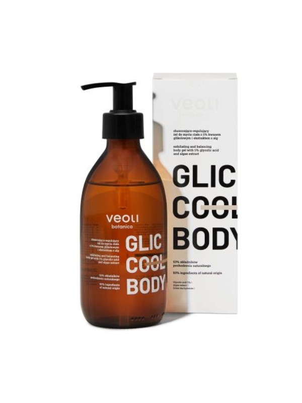 Veoli Botanica Glic Cool Body peelendes und regulierendes Körperwaschgel mit Glykolsäure, 280 ml