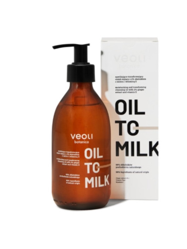 Veoli Botanica Oil to Milk зволожуюча і трансформуюча олія для вмивання з 2% екстрактом імбиру 290 мл