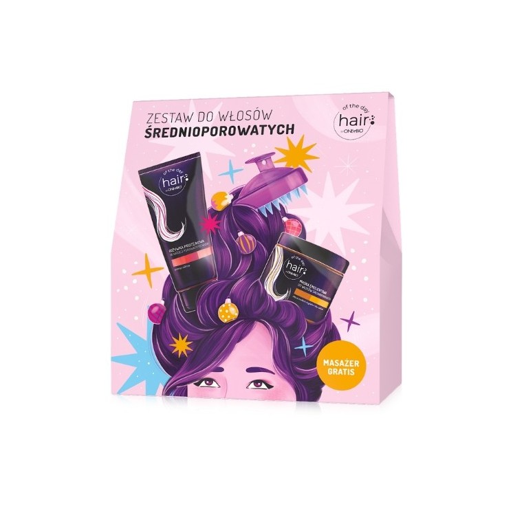 OnlyBio Hair of the day Set voor medium poreus haar: Conditioner + Masker + Massager Gratis