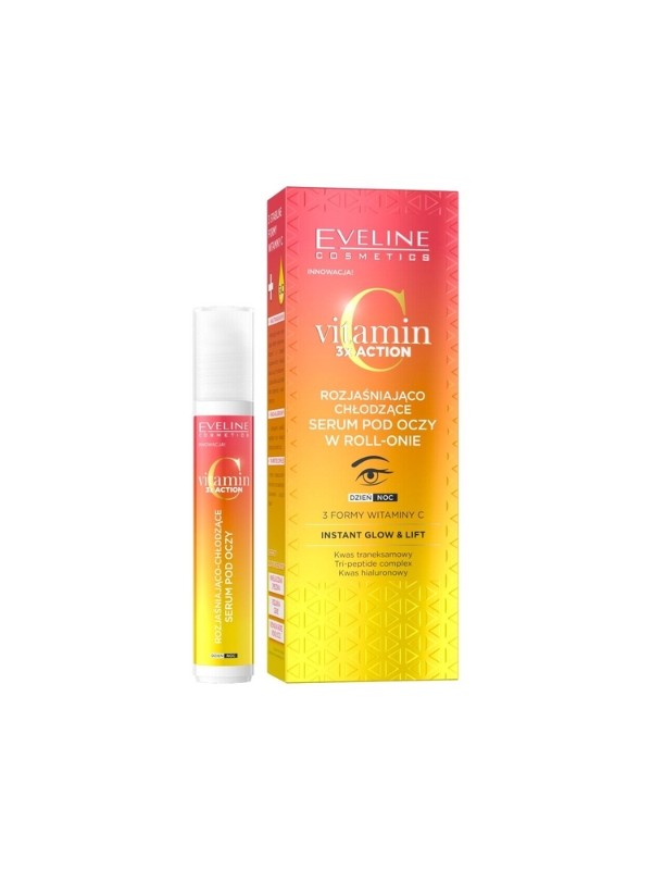 Освітлююча та охолоджуюча Serum для очей Eveline Вітамін С 3x Action в роликовій формі 15 мл