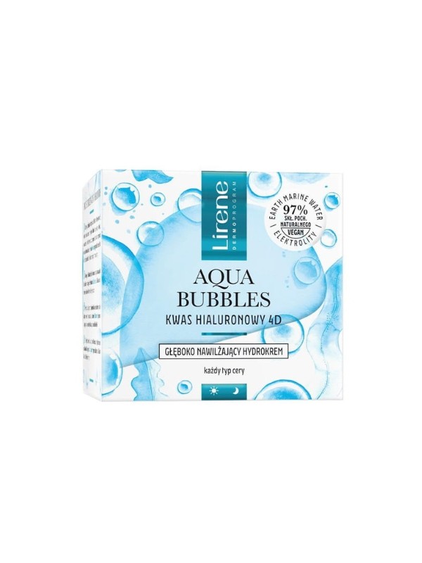 Глибоко зволожуючий гідрокрем для обличчя Lirene Aqua Bubbles Hyaluronic Acid 4D 50 мл