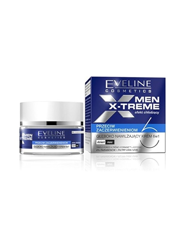 Eveline Men X-Treme 6in1 tief feuchtigkeitsspendende Gesichtscreme für Männer gegen Rötungen 50 ml