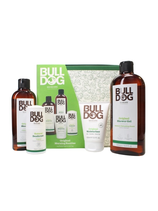 Bulldog Morning Rutine Körperpflegeset: Duschgel 500 ml + Antitranspirant Roll-on 75 ml + Shampoo 300 ml + Creme