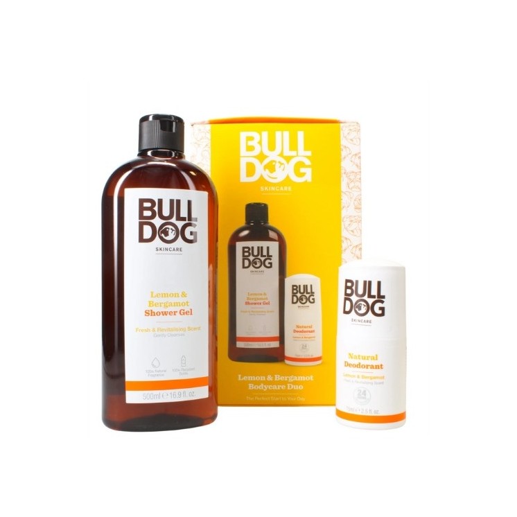 Bulldog Body Care Lemon & Bergamot lichaamsverzorgingsset: Douchegel 500 ml + Anti-transpirant Roll-on 75 ml