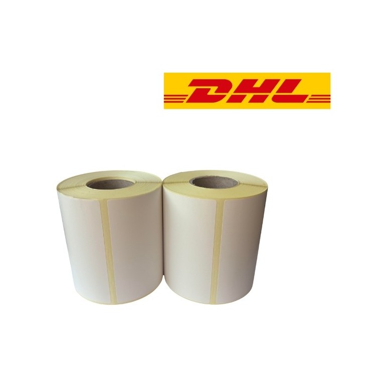 DHL Versandetikett weiß, 102 mm x 210 mm, 210 Etiketten auf Rolle, 25 mm Kern, ECO Thermo, langlebig 2er-Pack