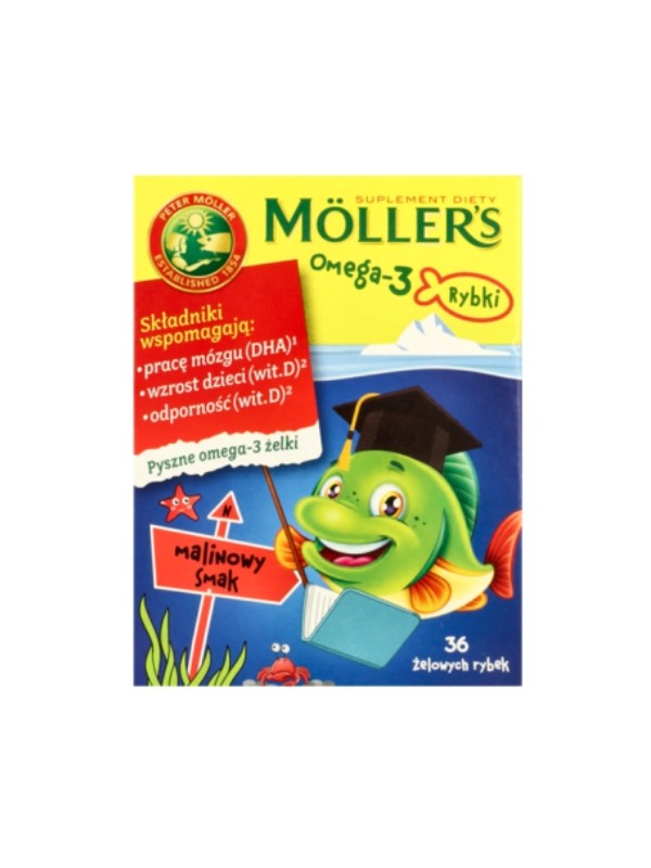 Желе Moller's Omega-3 Ribki зі смаком малини 36 шт