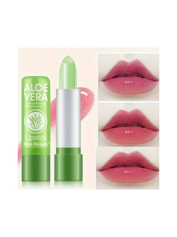 Kiss Beauty feuchtigkeitsspendender Lippenstift, der seine Farbe mit der Temperatur ändert, Aloe , 1 Stück