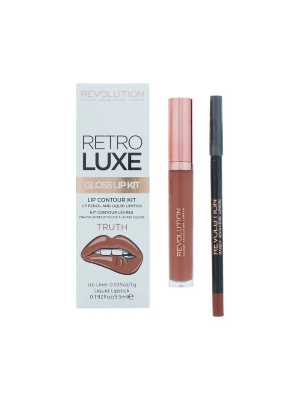 Makeup Revolution Retro Luxe Gloss Kit Truth Lippen-Make-up-Set: Lipgloss 5 ml + Lippenstift 1 g