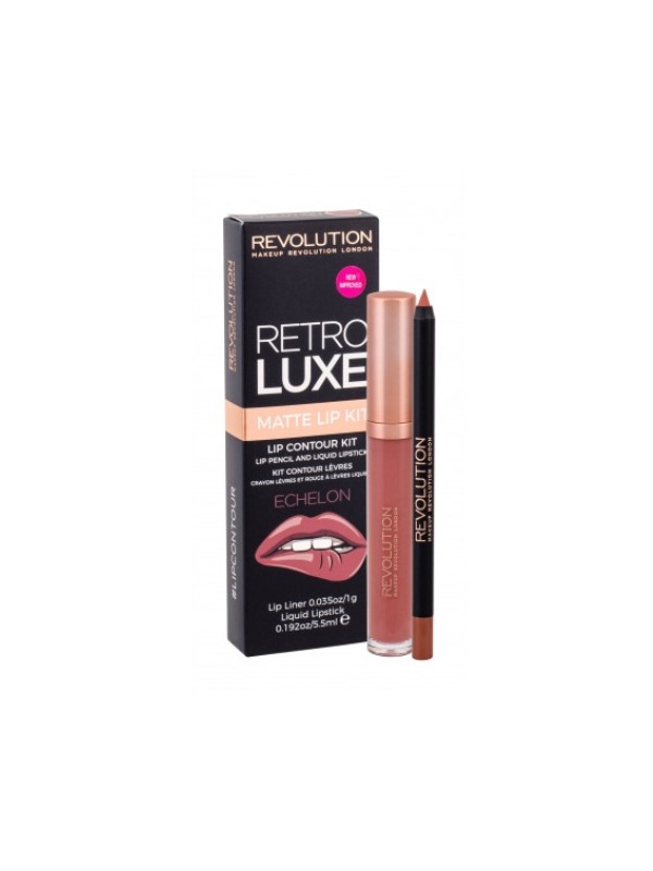 Makeup Revolution Retro Luxe Matte Kit Echelon Lippen-Make-up-Set: Lipgloss 5 ml + Lippenstift 1 g
