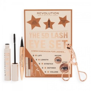 Makeup Revolution De 5D Lash Eye Set: Wimperkruller, Mascara en Eyeliner