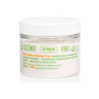 Ziaja Coconut Vibes 2in1 verzachtende en exfoliërende Peeling & bodymousse 270 ml