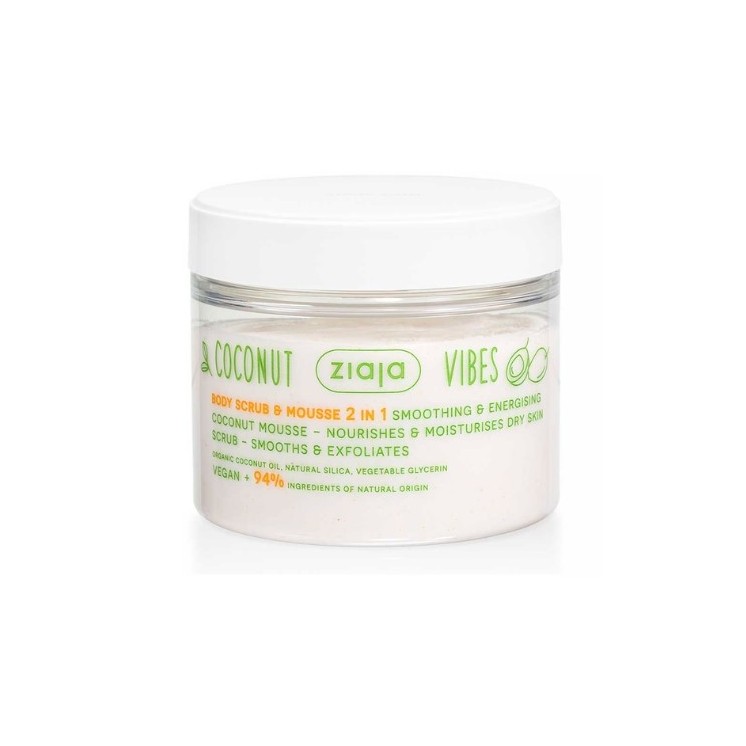 Ziaja Coconut Vibes 2en1 Peeling et mousse pour le corps lissant et exfoliant 270 ml