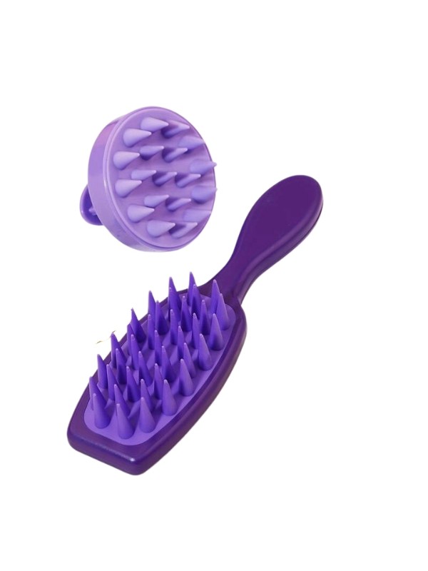 Set: Haarwas- en hoofdhuidmassageborstel + Purple hoofdhuidmassager