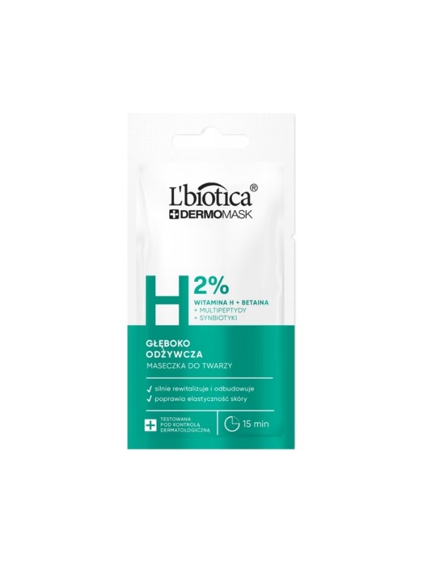 L'Biotica Dermomask deeply nourishing face mask with Vitamin H 8 ml