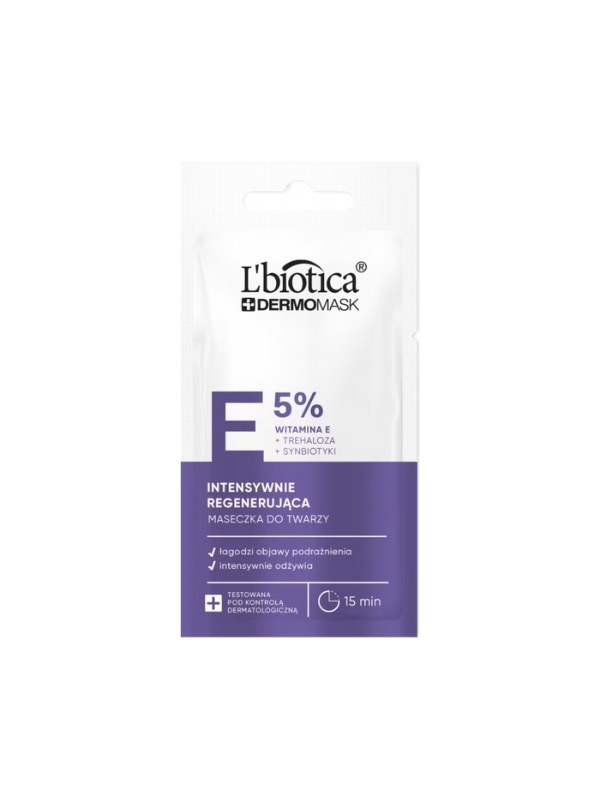 L'Biotica Dermomask intensively regenerating face mask with Vitamin E 8 ml