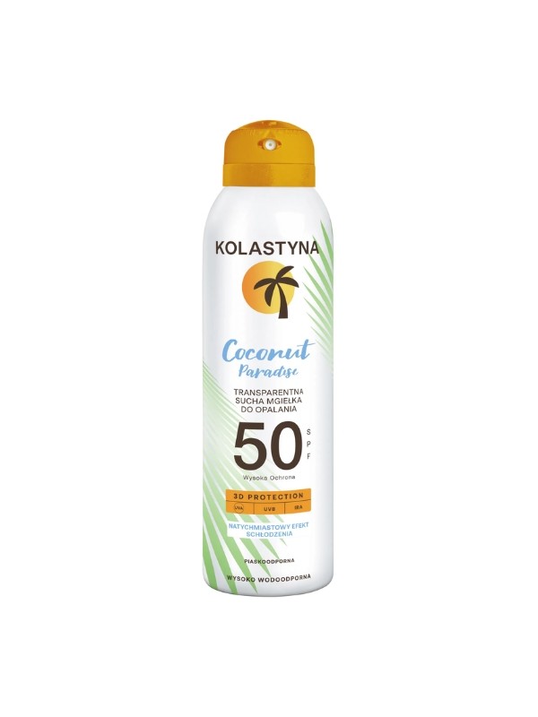 Kolastyna Coconut Paradise transparenter trockener Sonnenbräunungsnebel SPF50 150 ml