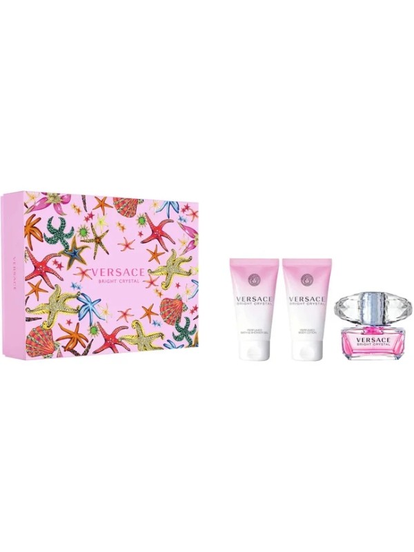 Versace Bright Crystal Set Eau de Toilette für Damen Spray 50 ml + Körperlotion 50 ml + Duschgel 50 ml