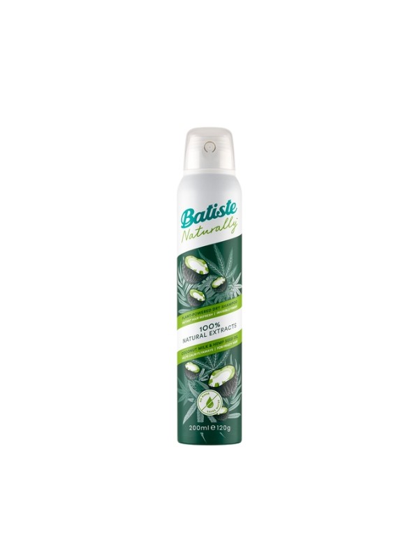 Batiste Naturally Coconut & Hemp Droogshampoo absorbeert overtollig talg en verfrist het haar 200 ml