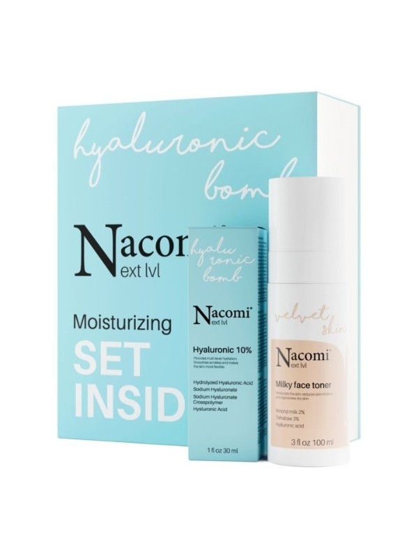 Nacomi Next Level Moisturizing Gift Set Moisturizing Milk Tonic 100 мл + Serum з гіалуроновою кислотою 10% 30 мл