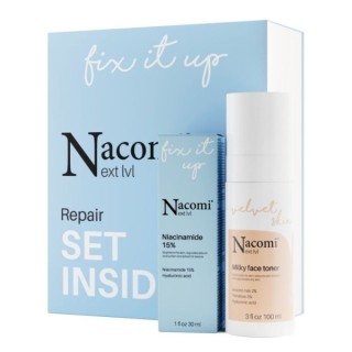 Nacomi Next Level Repair Geschenkset Feuchtigkeitsspendendes Milchtonikum 100 ml + Niacinamin Serum 15 % 30 ml