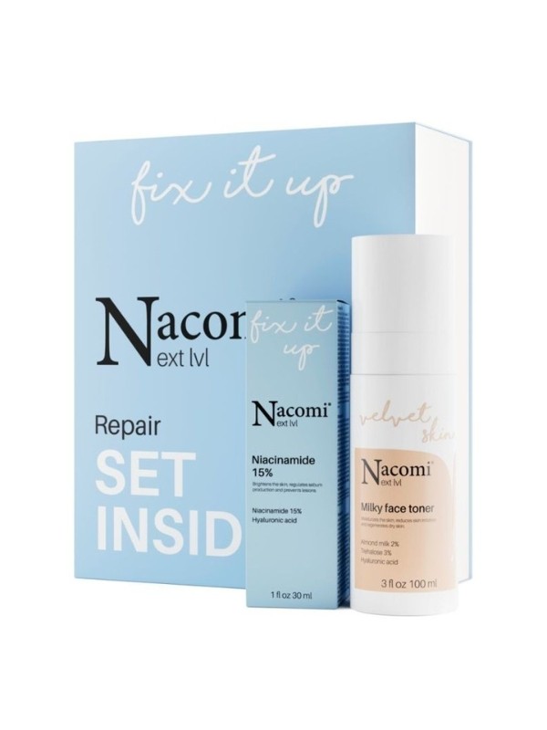 Nacomi Next Level Gift Set Repair Moisturizing Milk Toner 100 ml + Niacinamide Serum 15% 30 ml