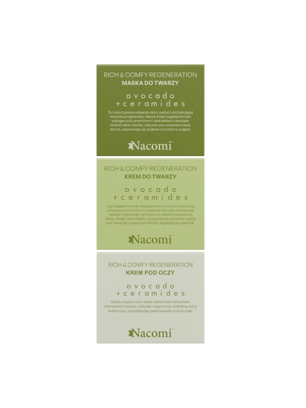 Nacomi Gesichtspflegeset Avocado Geschenkset Gesichtspflegecreme 40 ml + Gesichtsmaske 40 ml + Augencreme 15 ml