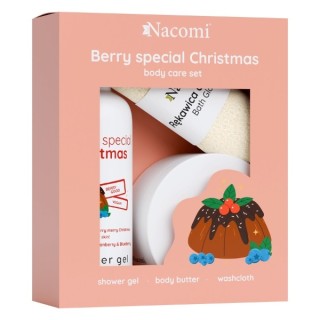 Nacomi Body Care set Cranberry and Berry Гель для душу 300 мл + Масло для тіла 100 мл + Рукавиця для ванни