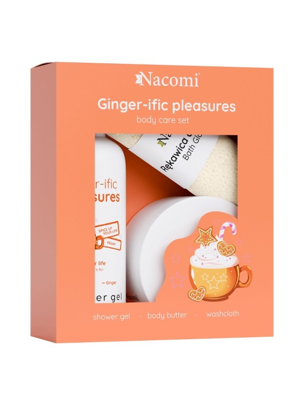 Nacomi Body Care set Ginger Żel pod prysznic 300 ml + Masło do ciała 100 ml + Rękawica do kąpieli