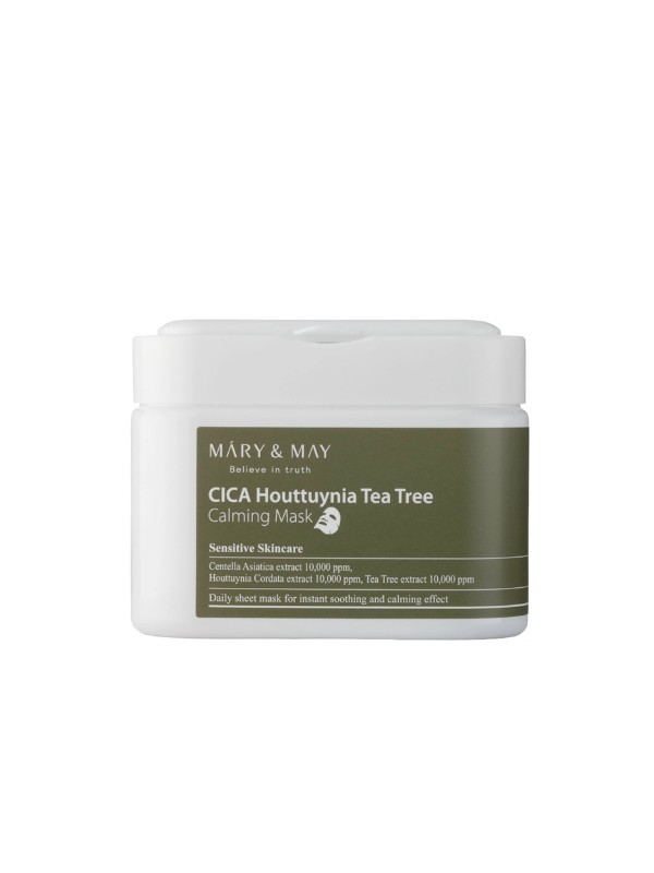 Mary&May Cica Houttuynia Tea Tree Calming Mask Набір заспокійливих масок для обличчя 30 штук