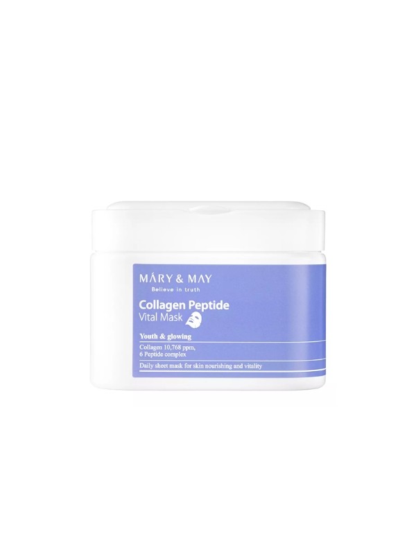 Mary&May Collagen Peptide Vital Mask Набір зміцнюючих масок для обличчя 30 штук