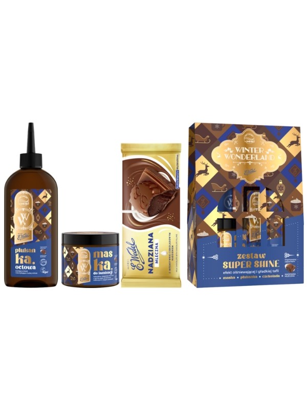 OnlyBio x Wedel Hair in Balance Set Super Shine Melkchocolade Gevulde Thistle Rinse + Lamineringsmasker + Chocolade