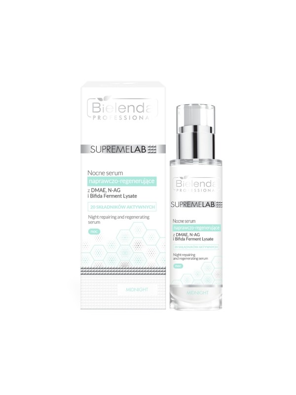 Bielenda Professional SUPREMELAB Night reparierendes und regenerierendes Serum mit DMAE, N-AG, Bifida Ferment Lysate 30 ml