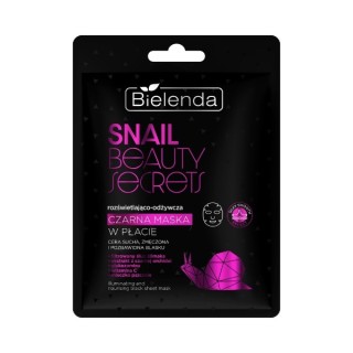 Bielenda SNAIL BEAUTY SECRETS Verhelderend en voedend zwart sheetmasker met gefilterd slakkenslijm 1 stuk