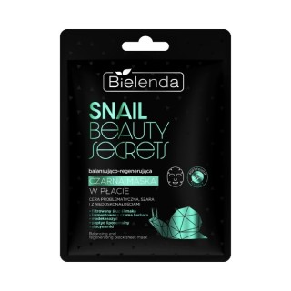 Bielenda SNAIL BEAUTY SECRETS Balancerend en regenererend zwart sheetmasker met gefilterd slakkenslijm 1 stuk