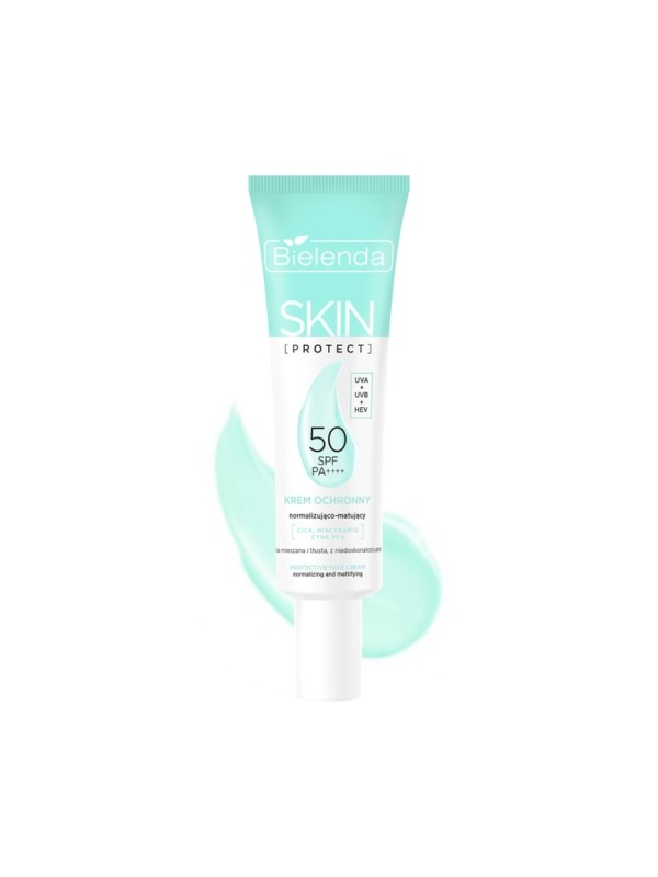 Bielenda SKIN PROTECT Krem ochronny SPF 50 normalizująco - matujący, PA++++, UVA + UVB + HEV 40 ml