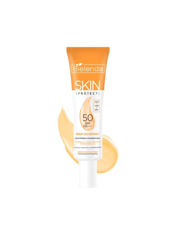 Bielenda SKIN PROTECT Beschermende crème SPF 50, verhelderend en energiek, PA++++, UVA + UVB + HEV 40 ml