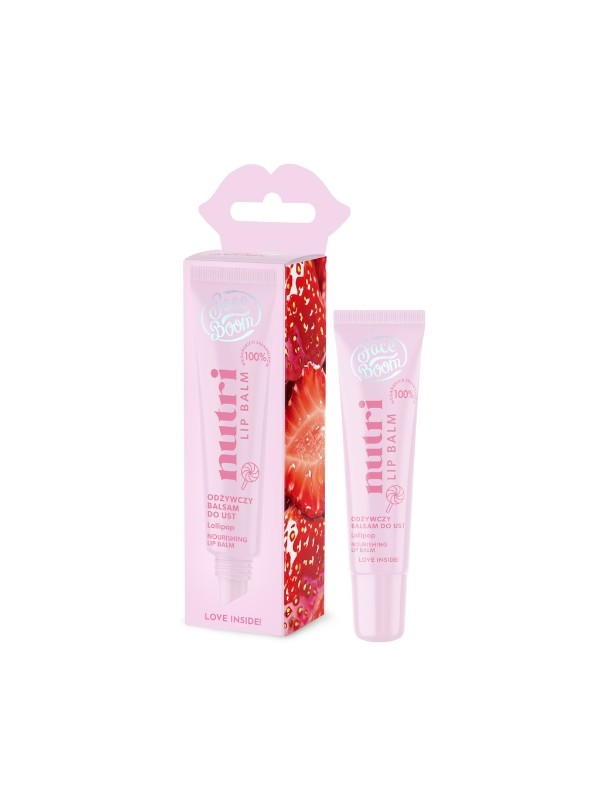 FaceBoom Nutri Lip Balm Odżywczy balsam do ust z sokiem z truskawki LOLLIPOP 10 g