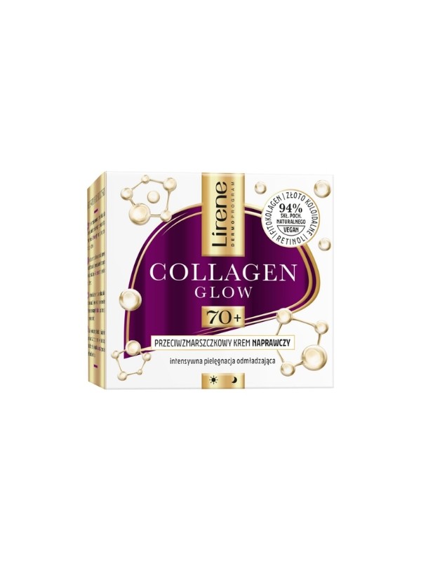 Lirene Collagen Glow 70+ Przeciwzmarszczkowy Krem Naprawczy do Twarzy 50 ml