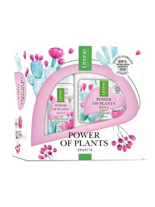 Lirene Power Of Plants Zestaw prezentowy Opuncja Krem do twarzy 50 ml + Pianka myjąca 150 ml